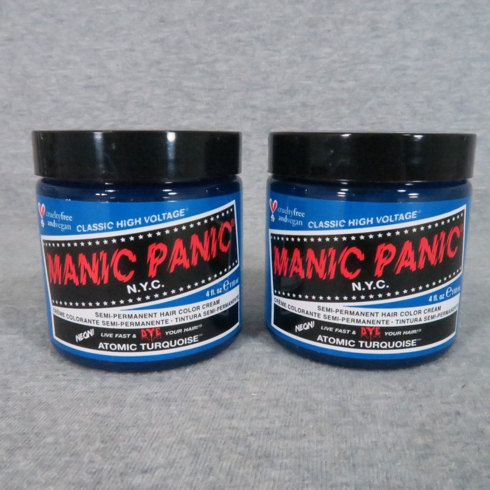Manic Panic Atomic Turquoise Hair Dye 4oz Semi-Permanent Color Cream Blue 2-Pack